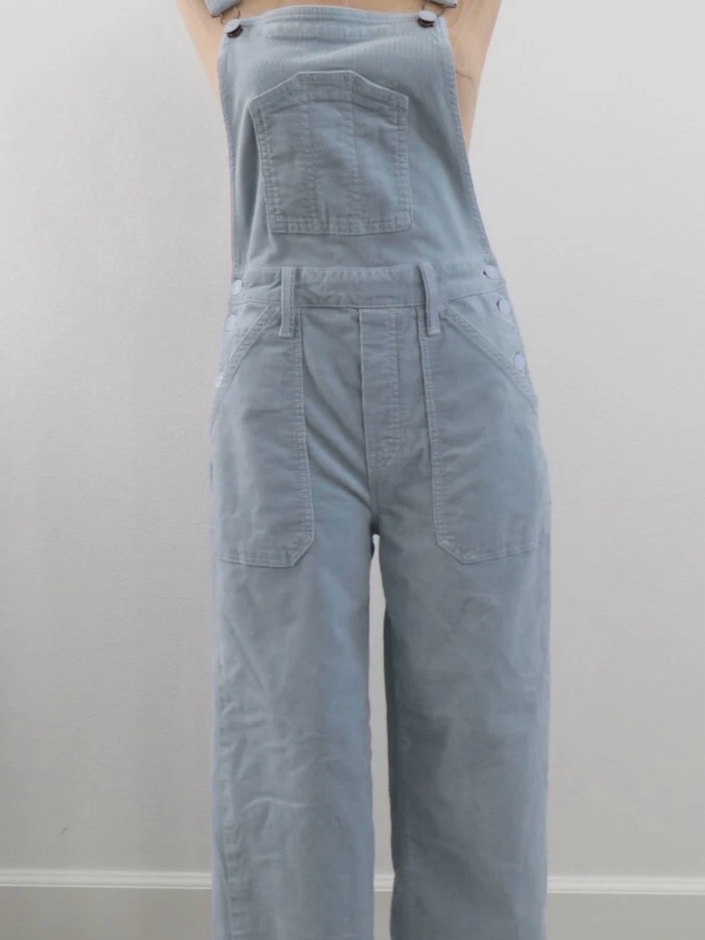 MOTHER Light Blue Denim Overalls with Front Bib